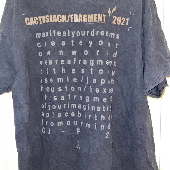 Travis Scott Cactus Jack For Fragment Create T-shirt Washed Black Extra Large XL - Picture 4 of 5